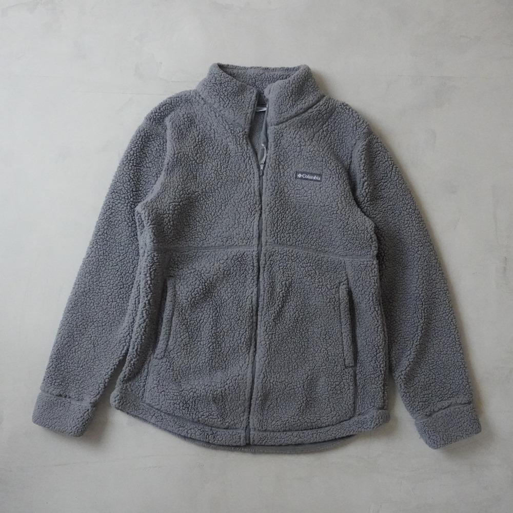 Columbia Sherpa Fleece Jacket Small Womens Grey Full Zip XL1700 Outdoor Cozy